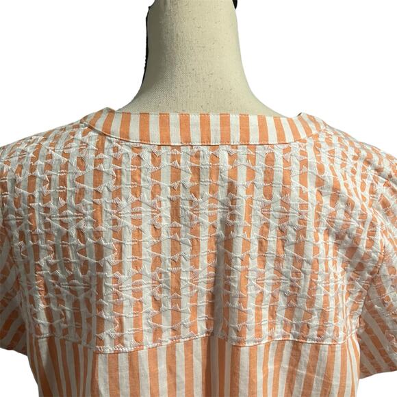 Tyler Boe Women's Orange White Stripe Linen Blend Claudia Dress Sz M Embroidery - Picture 4 of 6